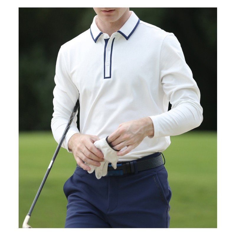 Men's Long Sleeve Golf Polo Shirts Winter Collared Simple Golf Casual Tops For Men
