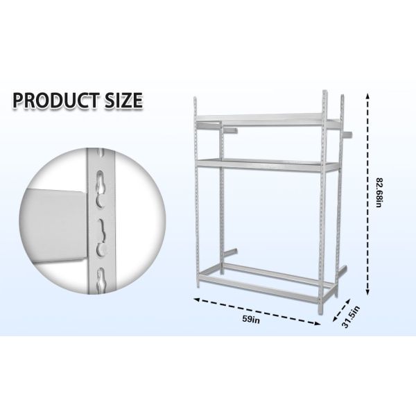 3 Tier Single Entry Tire Storage Rack 1500LBS High Carbon Steel White Anti-Rust Adjustable Heavy Duty Steel Shelving