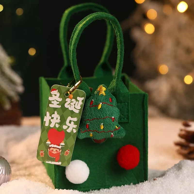 Christmas Felt Gift Bags With Plush Holiday Ornaments For Seasonal Gifting