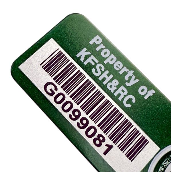 Custom Green Surface Metal Asset Tag Unique Serial Number Aluminum Barcode Label for Logistics Tracking