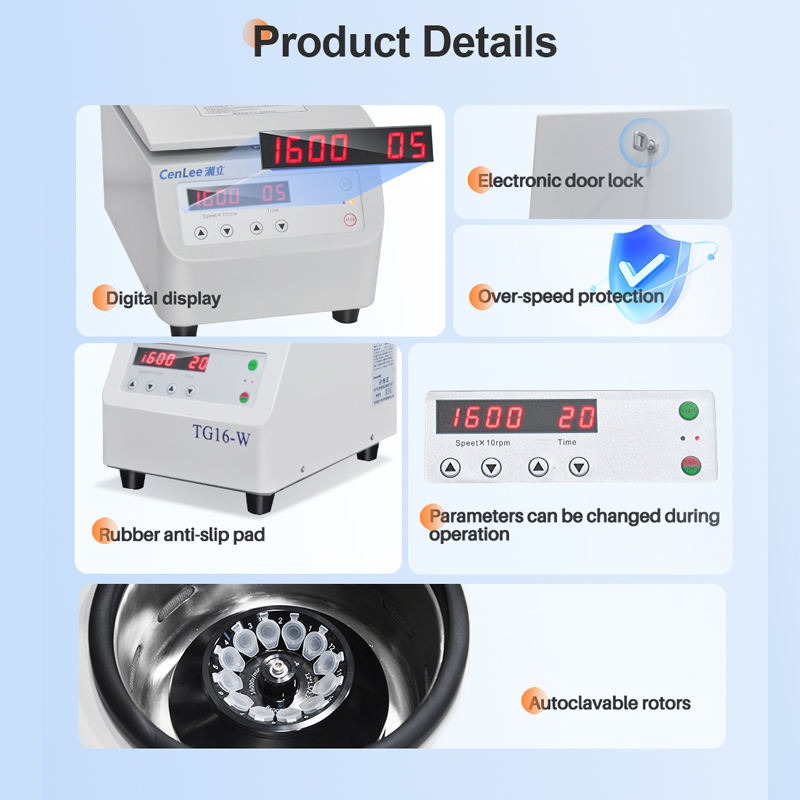 TG16-W High Speed Microcentrifuge 16000rpm Brushless Motor Lab Centrifuge 12x1.5/2.2ml Angle Rotor for Research