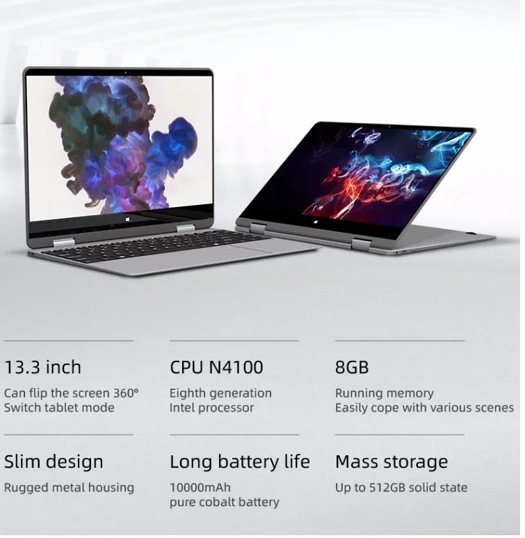 Йога 2 в 1 дюйме Intel N5100 ноутбуков Window11 13,3 игры экрана касания