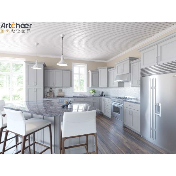 Modern White Shaker Kitchen Cabinets With Laminated Half Bullnose Countertop Edging