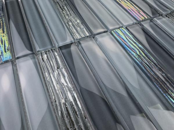 Decorative And Stylish Gray 300x300mm Interior Wall Glass Mosaics For Apartment And Renovation Project