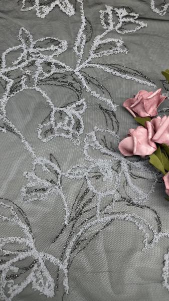 100% Cotton Embroidered Lace Fabric Mesh for Gowns Black Gold Color Birthday Dresses