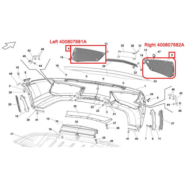 For Lamborghini Gallardo Lp550 Lp560 Front Right Bumper Grill Grid Air Intake Grille OEM 400807682A