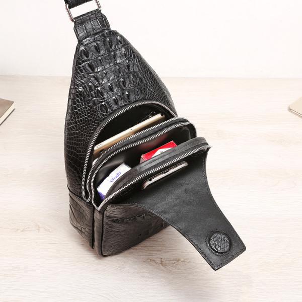 Exotic Crocodile Skin Men's Chest Bag Authentic Genuine Alligator Leather Male Messenger Bag Crossbody Shoulder Bag
