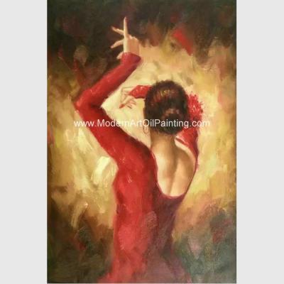 Dançarino feito a mão moderno Oil Painting do flamenco, parede abstrata Art Canvas Painting