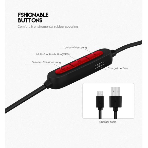 USB BT5.0 TPE Cable Sports Bluetooth Earphones Customized Logo Earhook