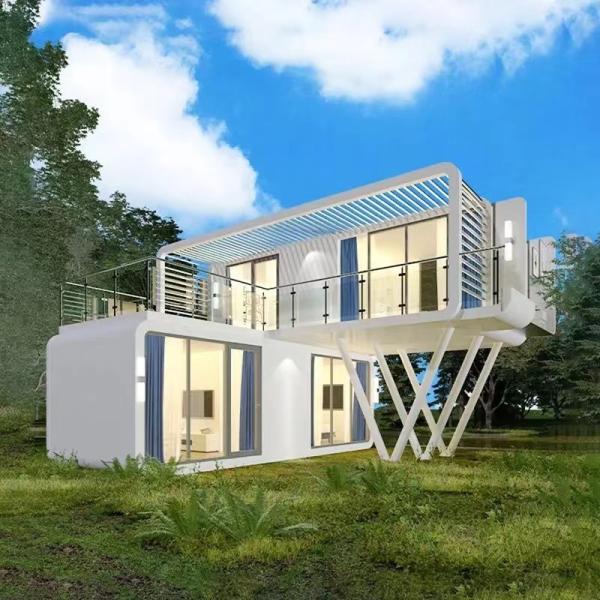 Customized Two Story Homes Design Container House with Rock Wool Sandwich Panel Wall
