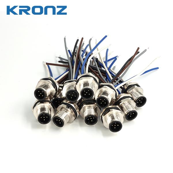 M12 Connector Socket Panel Aviation Wire Connector 5 Pin Electrical Cable Shielded