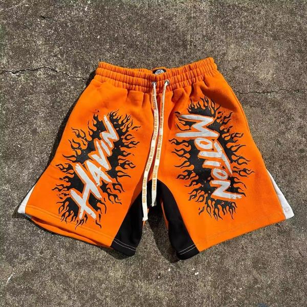 Roupas de rua de algodão personalizadas Jogger Saco de lavagem de ácido Puff Impressão Casual Shorts de sucesso