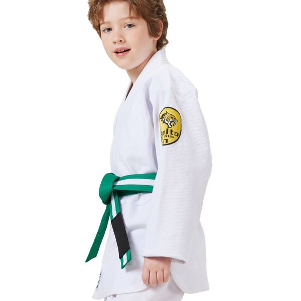 White 350gsm Pearl Weave BJJ Gi 100% Cotton Breathable Brazilian Jiu Jitsu Uniform For Kids