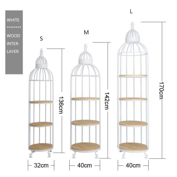 Interior Decoration Metal Display Racks And Stands Creative Bird Cage Shape Flower Shelf
