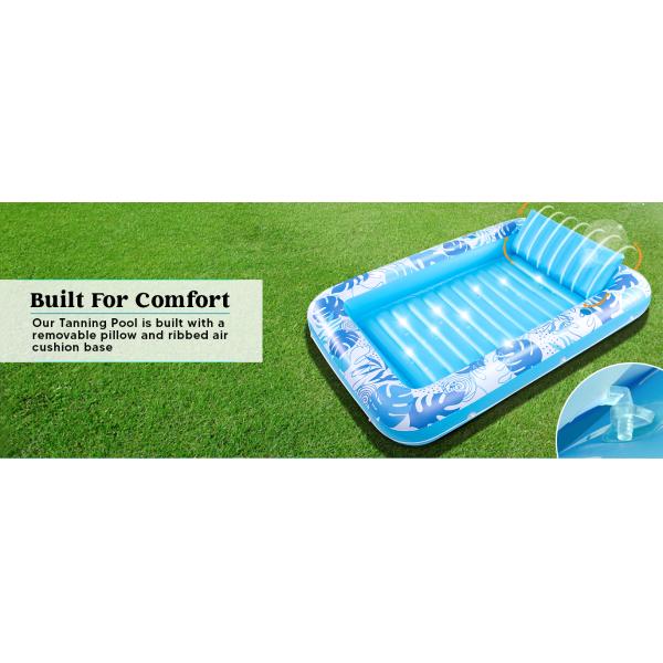 Inflatable Tanning Pool Lounger Float, Sun Tan Tub Sunbathing Raft Floatie Toys Water Filled Tanning Bed Mat
