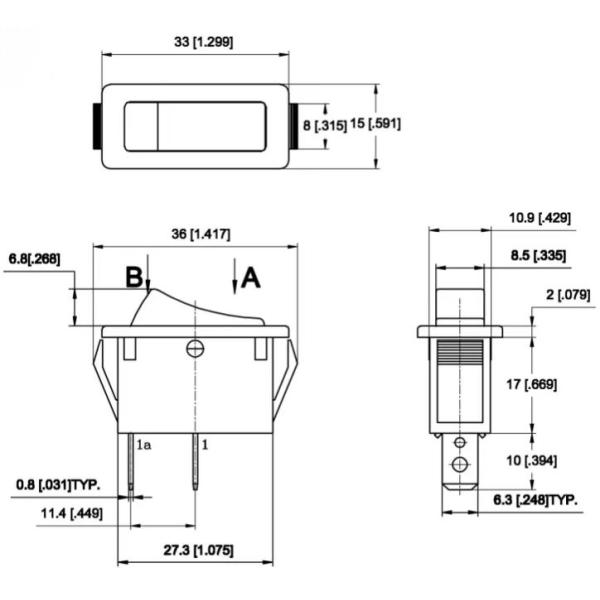 Taiwan Light Country R4 Black ON OFF Rocker Switch 33*15 мм 16А 250В