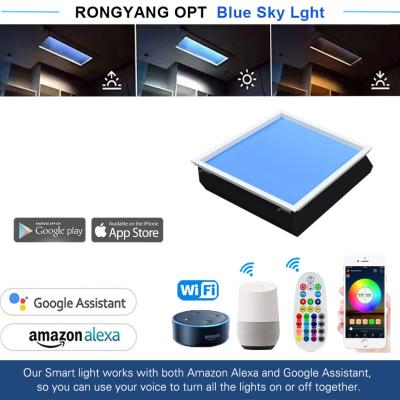 Painel de LED de clarabóia de 24 embutido, LED de controle de voz Alexa Simular luz solar