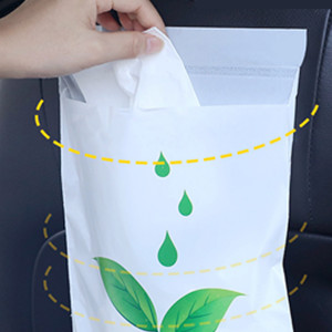 Biodegradable Disposable Car Trash Bags PLA Self Adhesive Portable Leak Proof Vomit Bags White Cartoon Trash Bags