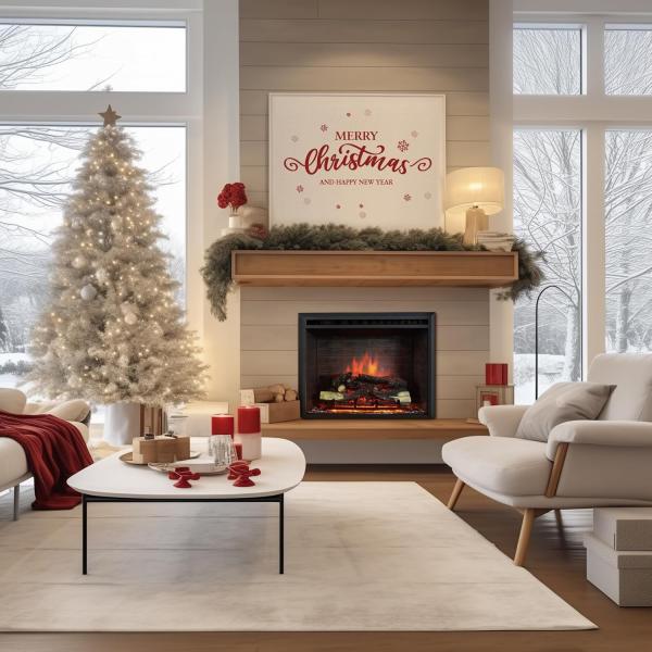 Experience the Warmth and Ambiance of AJUNION Modern 33inch Electric Fireplace Heater