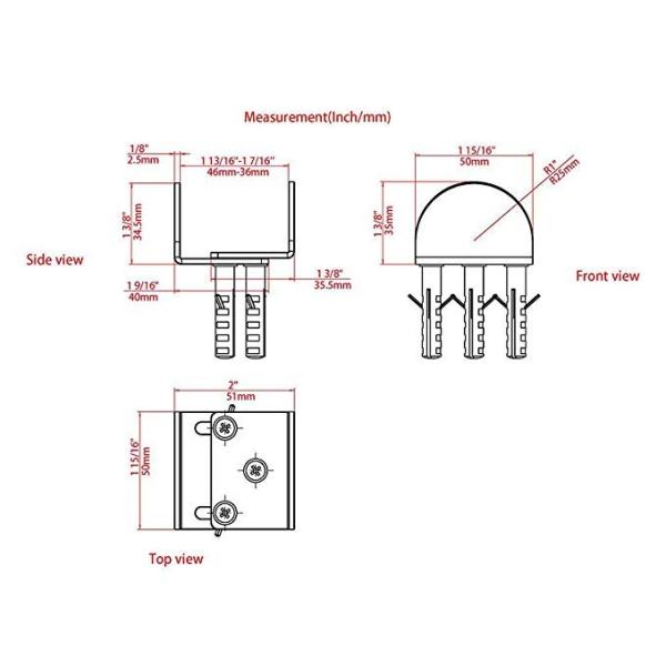 45 mm L X 48 mm H Medio redondo Negro Guía de piso Monte de piso Puerta corredera de granero