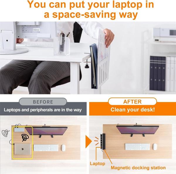 Conveniente armazenamento debaixo da secretária para casa e escritório Stand de laptop para tablet e livros