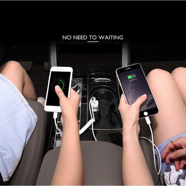 ABS PC Hybrid Car Phone Charger Adapter Elastic Charging Cable With Lighting Port