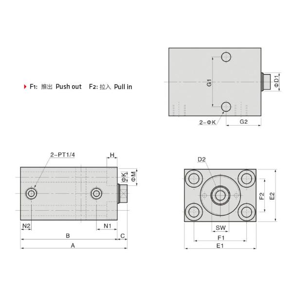 Block Dual Action Hydraulic Cylinder High Pressure Withstanding Performance