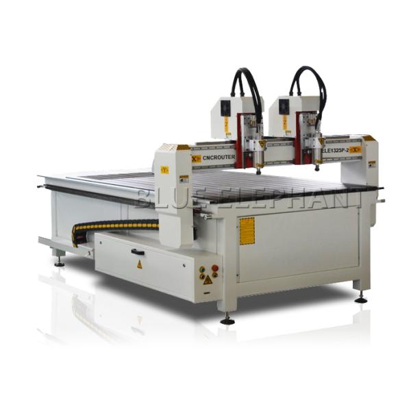 3kw water cooling spindle(top brand in China) , Jinan factory supply separate Two heads CNC Router with rotary ELE -1325