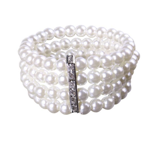 2025 Fashion Multilayer Pearl Jewelry Bracelet Pearl Sliver Plating Stainless Steel Gift Party Bangle