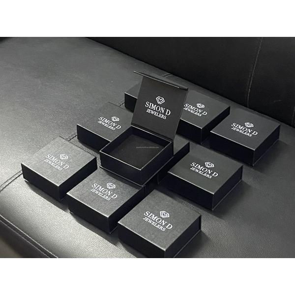 90*90*35mm Customized Paper Black Magnet Jewelry Box for Organization