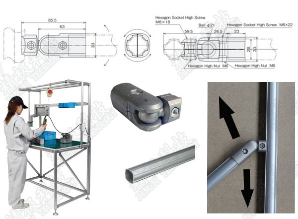 360 градусов Диекаст алюминиевые соединения трубопровода для верстака производственной линии и алюминия