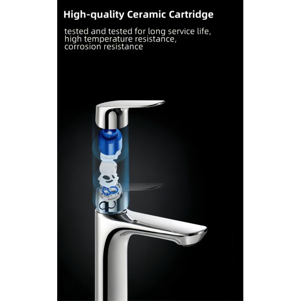 ARROW Modern Single Handle Stainless Steel Basin Mixer Faucet with Ceramic Valve and Waterfall Design for Bathroom Sink