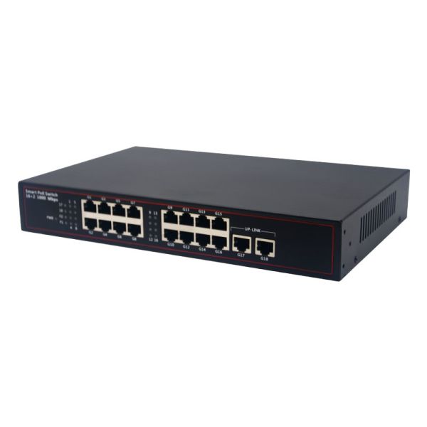 Gigabit Ethernet 1000 Mbps POE Switch 16 Ports 2 Gigabit Uplink RJ45 150-260W