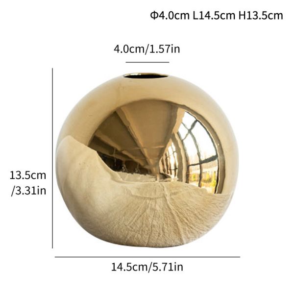 Gold Mirror Sphere Vase for Modern Home Decor