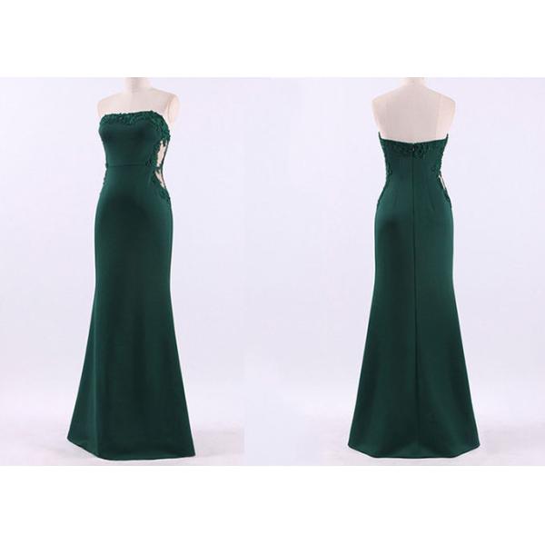 Dark Green Wedding Dresses Waist Two Side See Through Lace Elastic Fabric