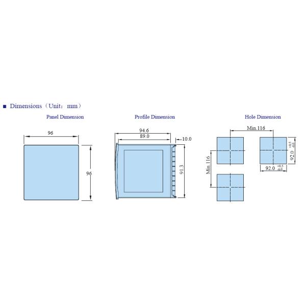 DR9 serie 3 Phase Multifunction Power Recorder 3.5'' TFT Color LCD Display Modbus RTU Protocol