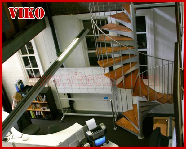 Spiral StaircaseVH44S Tread BeechAluminum Baluster Glass Handrail 304 Stainless Steel Carbon Steel 	Powder-coated