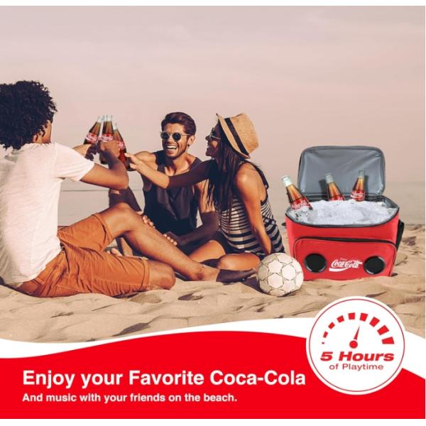 Cooler Bag with Built-in Bluetooth Stereo Speakers, Multi-Zipped Pockets, 24 Can Capacity, Adjustable Shoulder Strap, 12 Hours of Insulated Cooling and Freshness, for Camping, Fishing, Beach