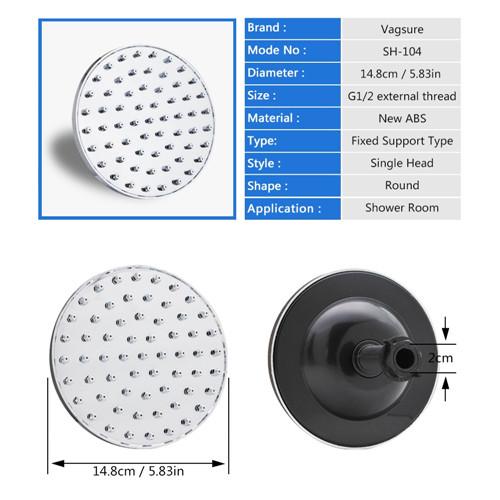6 Inch Sliver Overhead Rainfall Shower Head With G1/2 External Thread Connector