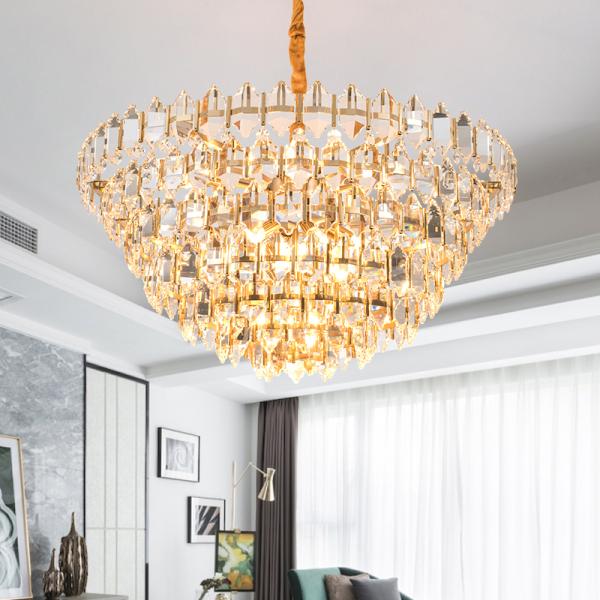 Luxury Crystal Pendant Ceiling Light Gold For Living Room Sitiing Room Decor