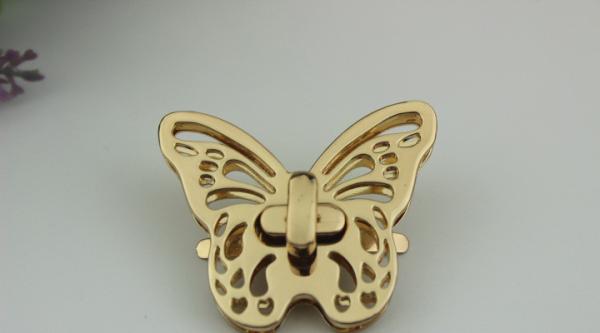 Multi-size butterfly pattern gold zinc alloy fashion handbag twist turn locks