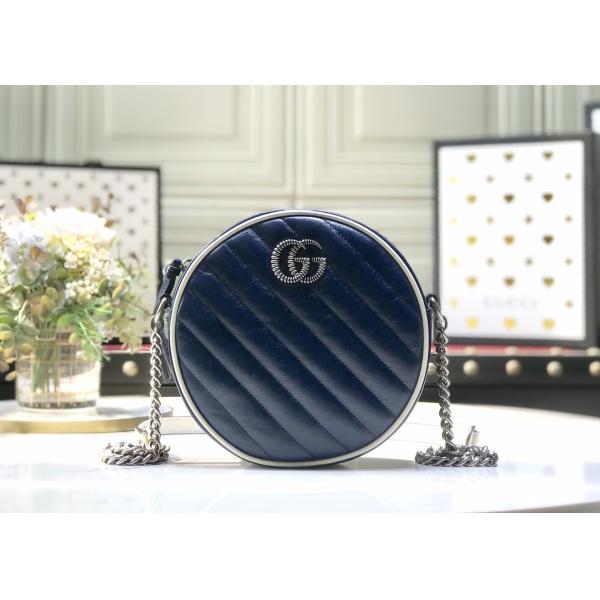 GG Marmont Wave Round Full Leather Chain Bag Soft Leather 18.5cm Length
