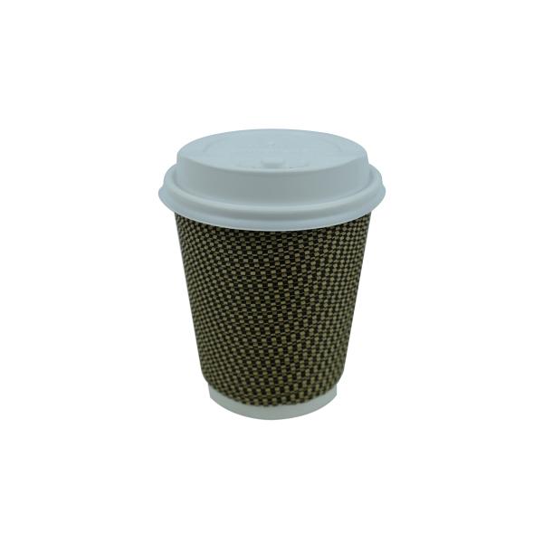 Corrugated Paper Disposable Drinking Cups , 8 OZ Printed Paper Coffee Cups