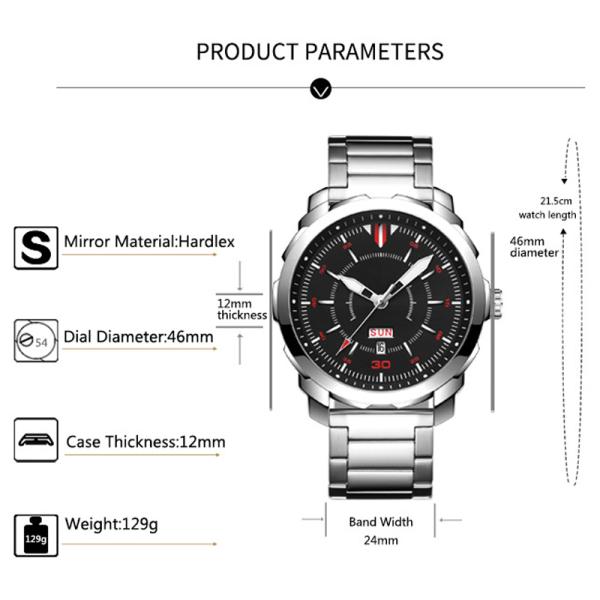Dual Calendar Quartz Battery Wristwatches PC20 Movement Multipattern
