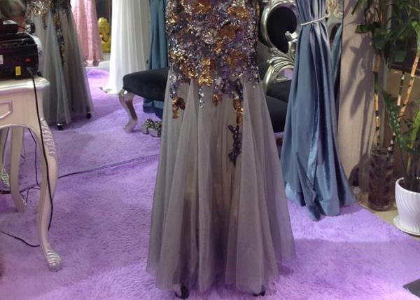 Floor Length Long Sequin Mermaid Dress Sleeveless Special Color Tulle Fabric