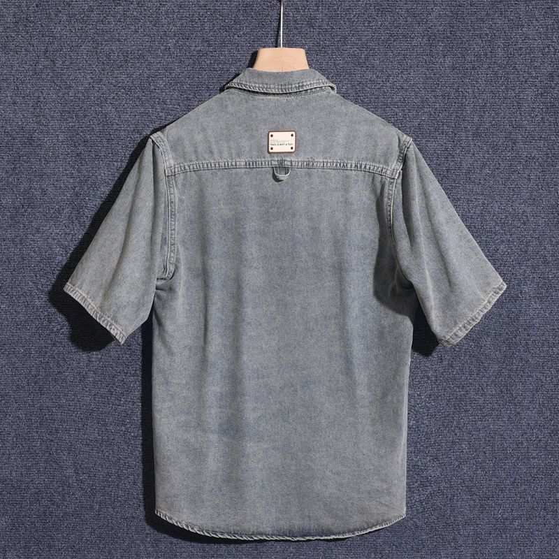 Solid Color Summer Regular Solid Color mens wholesale dress shirts Short Sleeve Vintage Color Custom (CS566)