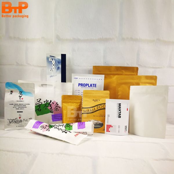 Custom Printed Bag with logo 100% Compostable Kraft Paper Laminated PLA Biodegradable Zipper Paper Bag for Any Products