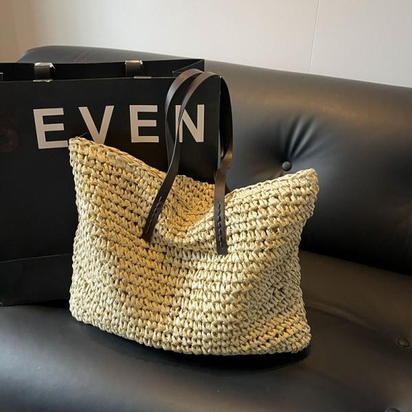 Crochet Raffia Tote Bag Kit Set For Beginners Beach Tote Bag For Women Beach Straw Handmade Bag Woven Rattan Bag For Women Raffia Yarn For Crocheting Raffia Paper Ribbons For Craft