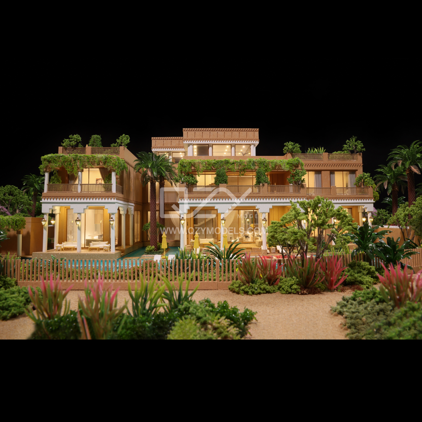 1:75 Scale Realistic Style Arabian Style Villa Model with Middle Eastern Luxury