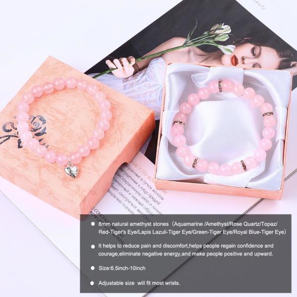 8 мм Розовый кварц драгоценный камень бусы браслет Лечебная энергия Очарование Ювелирные изделия